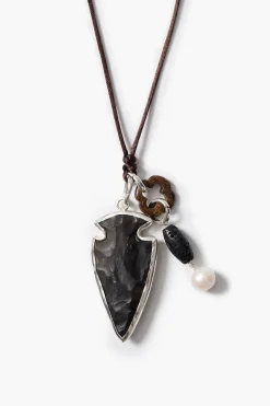 Arrowhead Charm Necklace Black