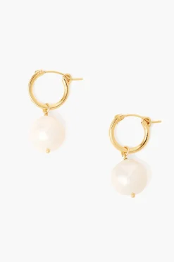 Baroque Pearl Hoop Earrings White