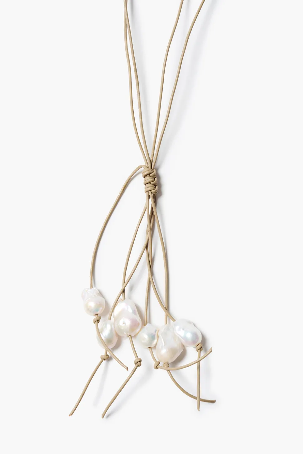 Baroque Pearl Tassel Necklace Beige