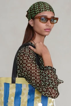 Beaded Floral Bandana Espresso