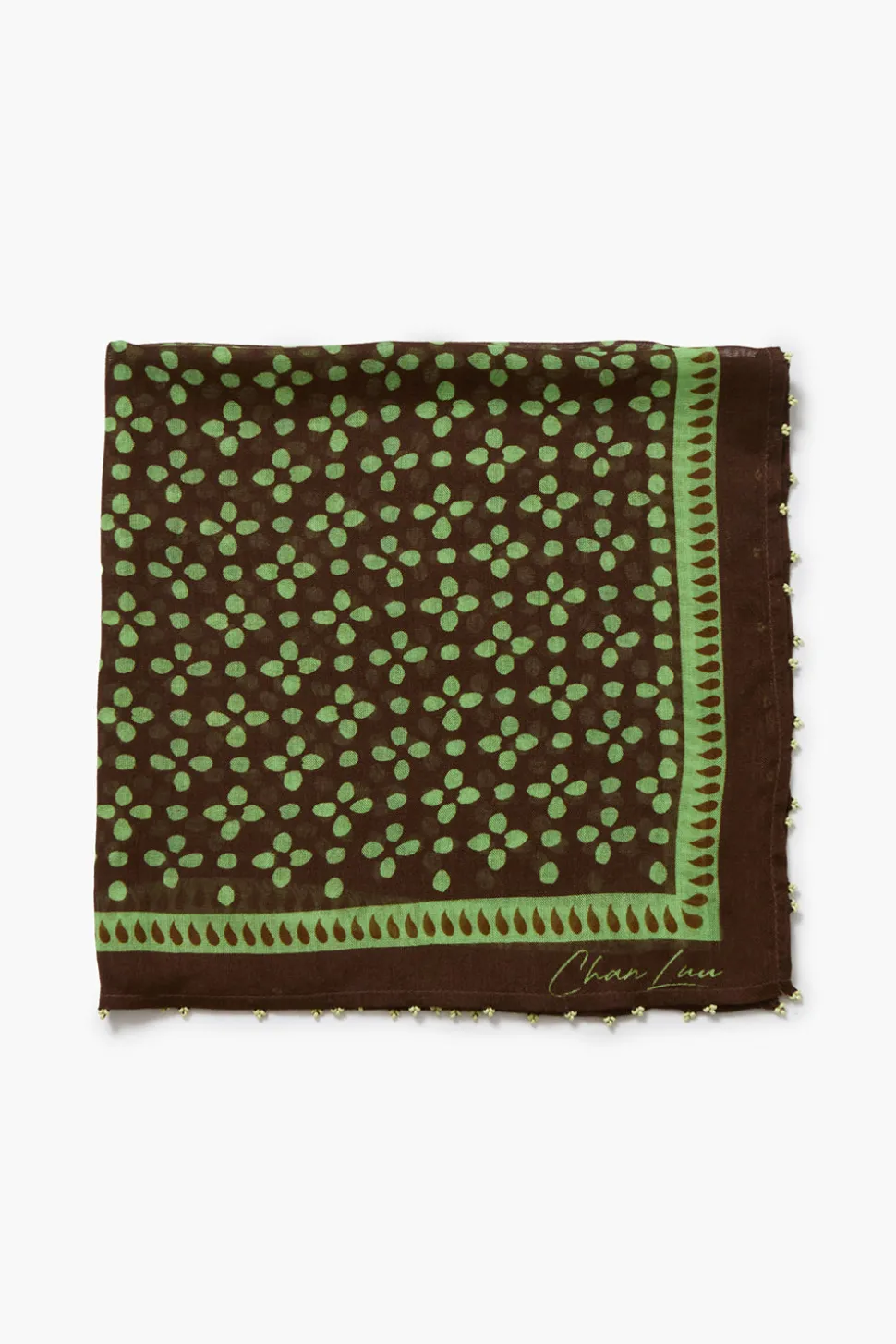Beaded Floral Bandana Espresso