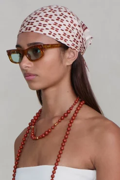 Beaded Floral Bandana Pink Sand