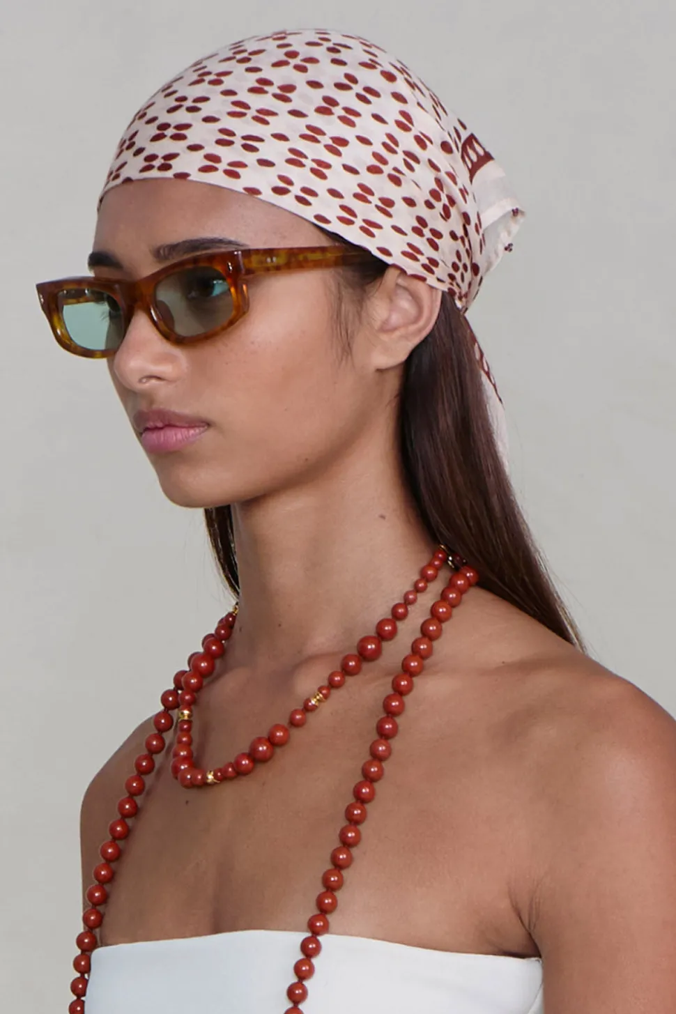 Beaded Floral Bandana Pink Sand
