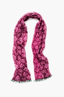 Beaded Silk Scarf Pink