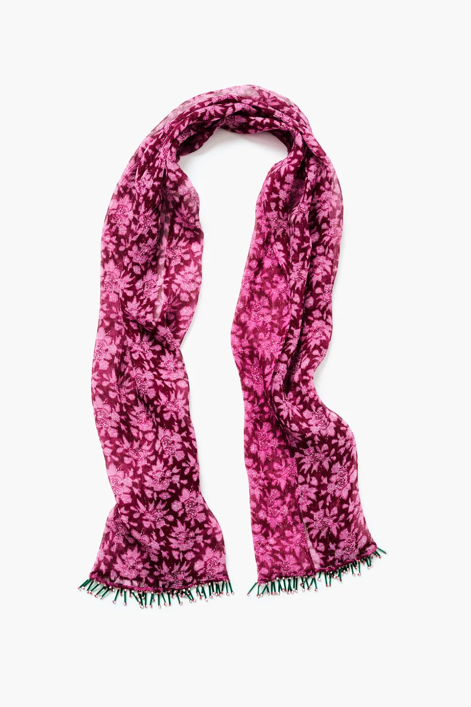 Beaded Silk Scarf Pink
