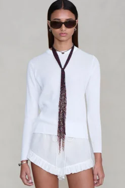 Beaded Skinny Scarf Sapphire