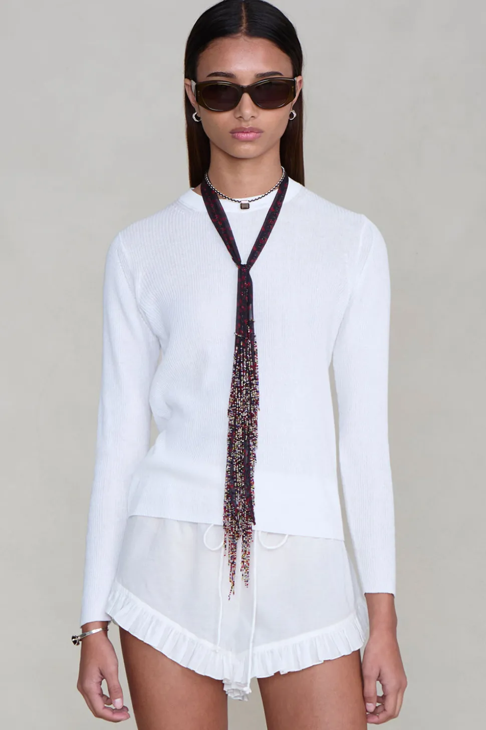 Beaded Skinny Scarf Sapphire