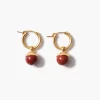 Bell Hoop Earrings Red Jasper