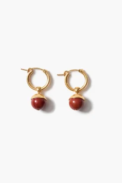 Bell Hoop Earrings Red Jasper