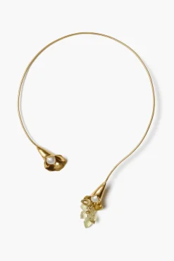 Calla Lily Collar Necklace Gold Mix