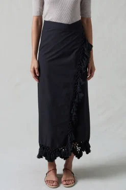 Capri Crocheted Wrap Skirt Caviar