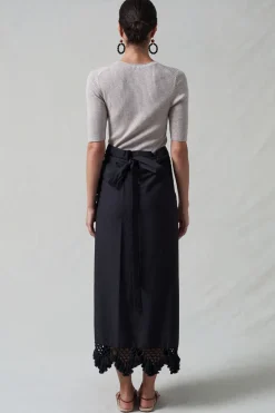Capri Crocheted Wrap Skirt Caviar