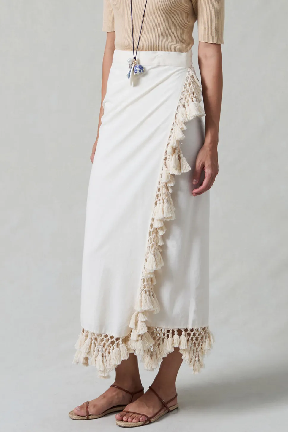 Capri Crocheted Wrap Skirt Natural
