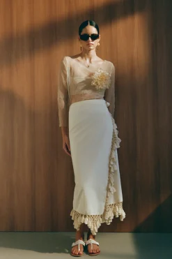 Capri Crocheted Wrap Skirt Natural