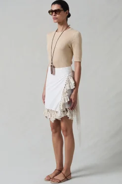 Capri Crochet Wrap Mini Skirt Natural