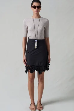 Capri Crochet Wrap Mini Skirt Caviar