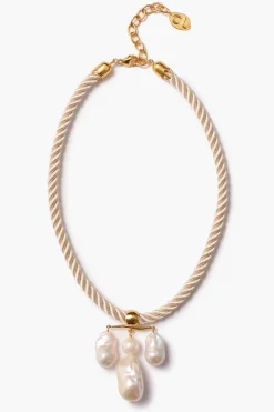 Caroline Twist Cord Necklace White Pearl