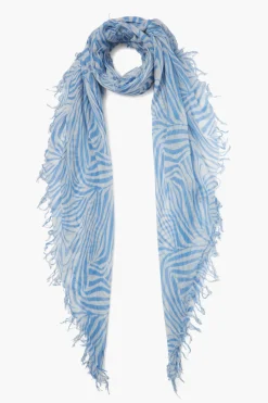 Cashmere and Silk Scarf Baby Blue Zebra