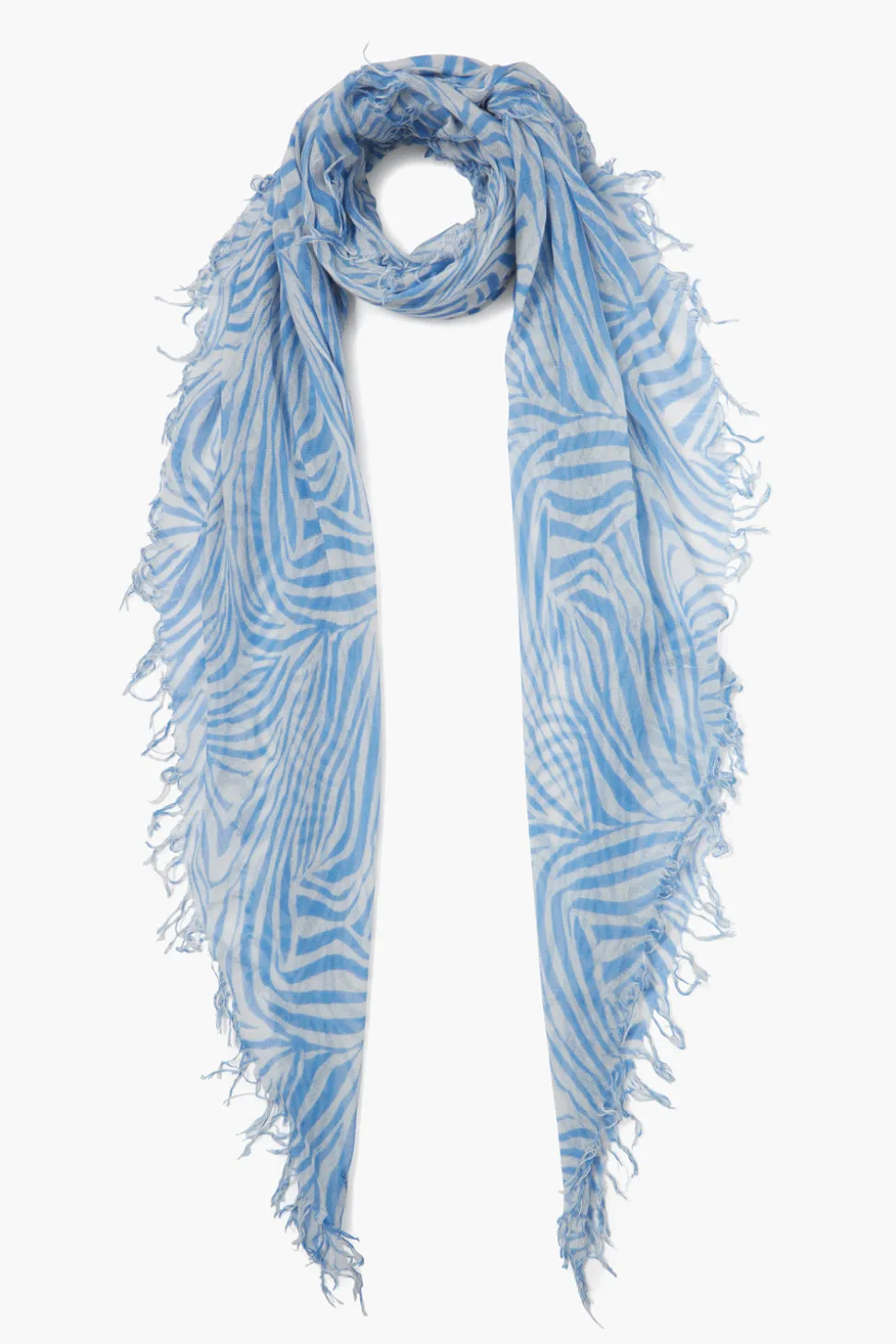 Cashmere and Silk Scarf Baby Blue Zebra