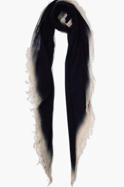 Cashmere and Silk Scarf Black Burnout