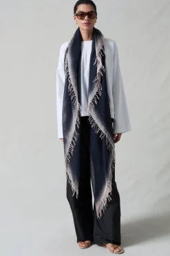 Cashmere and Silk Scarf Black Burnout