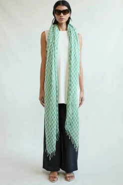 Cashmere and Silk Scarf English Ivy Gingham