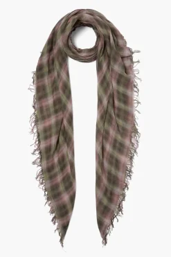 Cashmere and Silk Scarf Forest Plaid