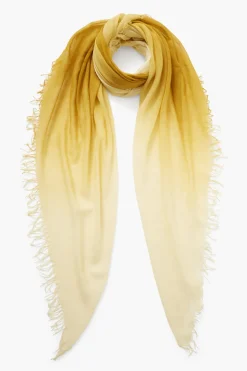 Cashmere and Silk Scarf Green Sulphur Dip Dyed
