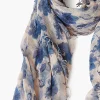Cashmere and Silk Scarf Indigo Blue French Floral