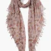 Cashmere and Silk Scarf Mauve Chalk Floral