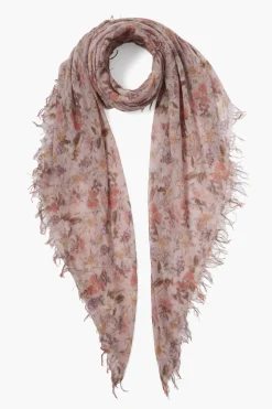 Cashmere and Silk Scarf Mauve Chalk Floral