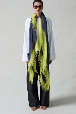 Cashmere and Silk Scarf Midnight Navy Burnout
