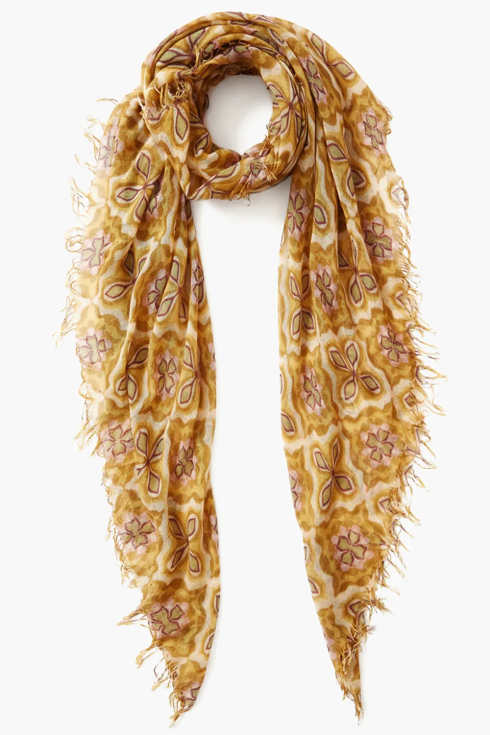 Cashmere and Silk Scarf Mineral Yellow Crux