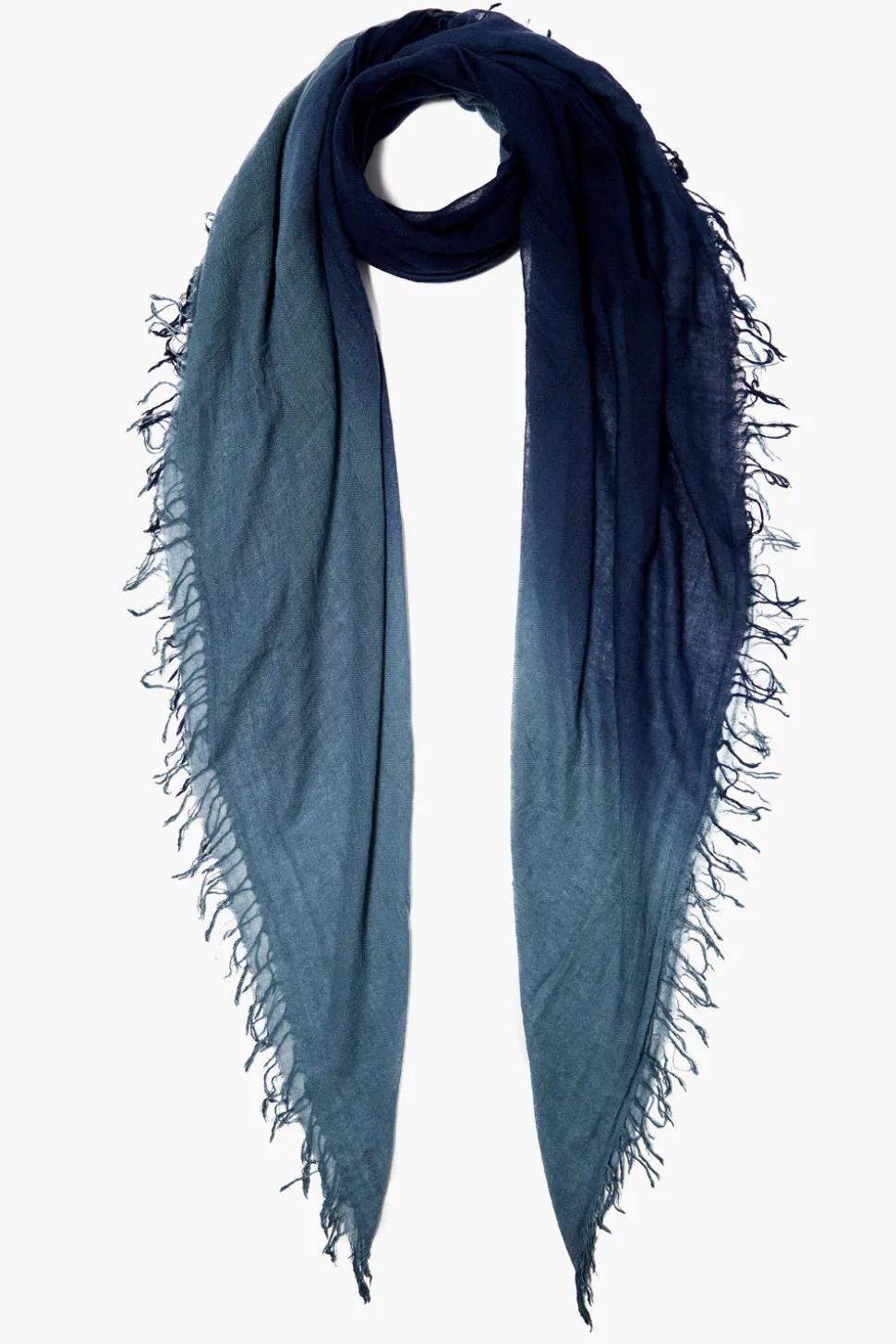Cashmere and Silk Scarf Pageant Blue Dip Dyed