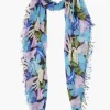 Cashmere and Silk Scarf Pageant Blue Floral Print