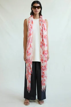 Cashmere and Silk Scarf Poppy Floral