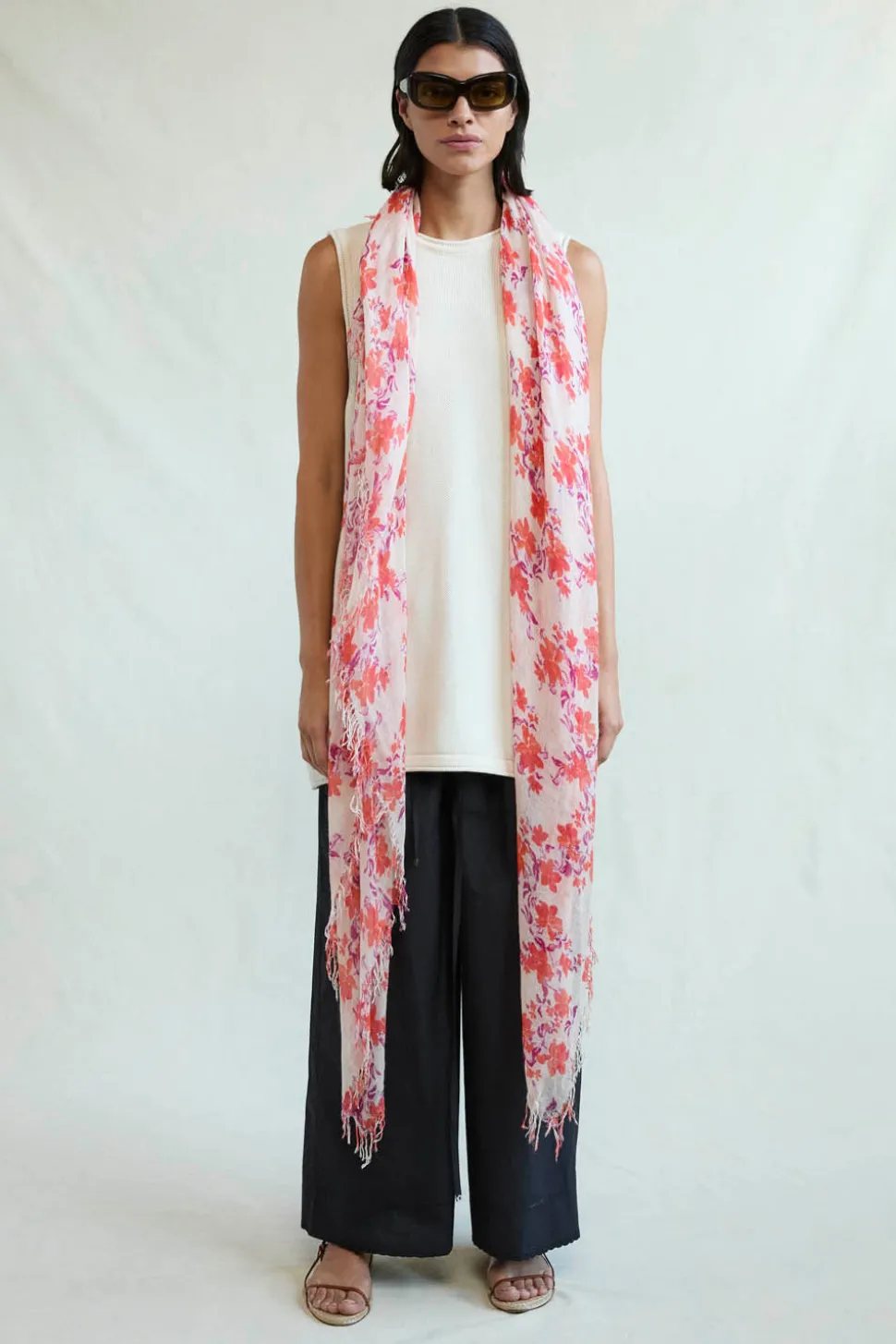 Cashmere and Silk Scarf Poppy Floral
