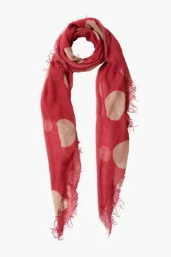 Cashmere and Silk Scarf Red Polka Dot