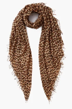 Cashmere and Silk Scarf Roasted Pecan Leopard