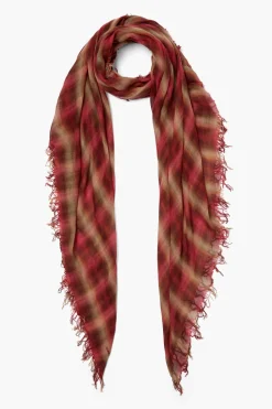 Cashmere and Silk Scarf Savvy Red Sapphire Plaid