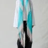 Cashmere and Silk Scarf Turquoise Burnout