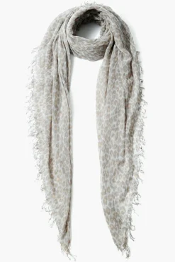 Cashmere and Silk Scarf White Leopard