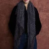 100% Cashmere Scarf Blue Warped Plaid