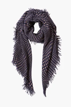 100% Cashmere Scarf Blue Warped Plaid