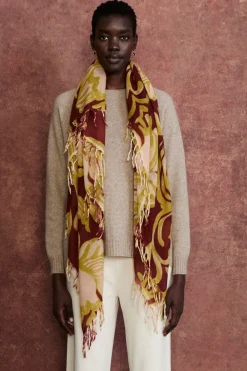 100% Cashmere Scarf Cabernet Floral