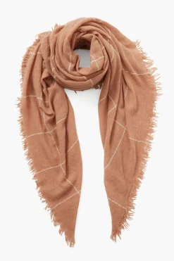 100% Cashmere Scarf Egret Windowpane