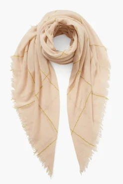 100% Cashmere Scarf Golden Olive Windowpane