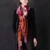 100% Cashmere Scarf Gold Floral