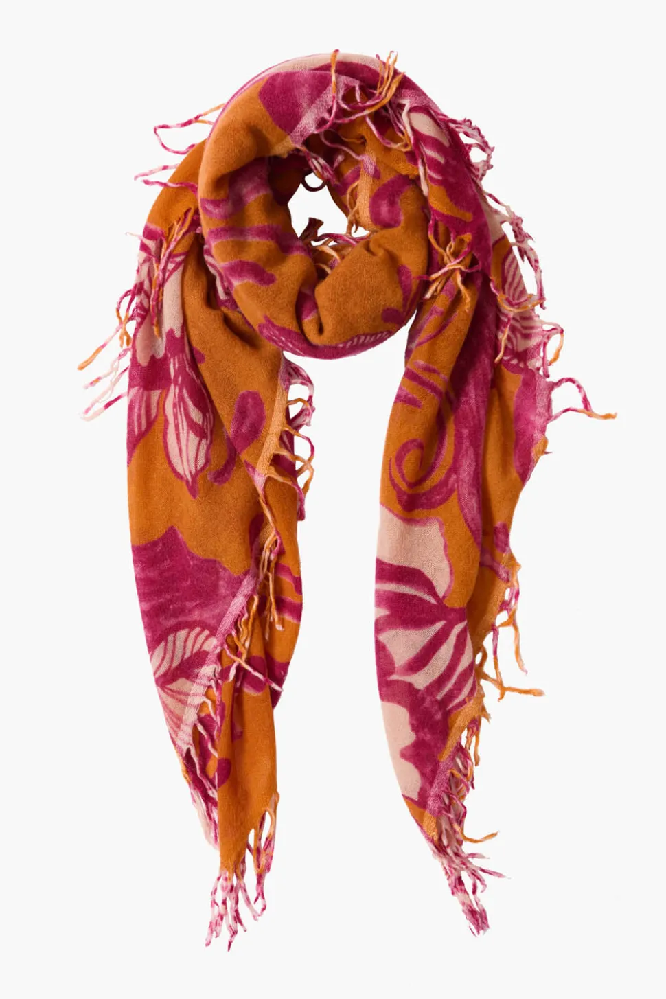100% Cashmere Scarf Gold Floral