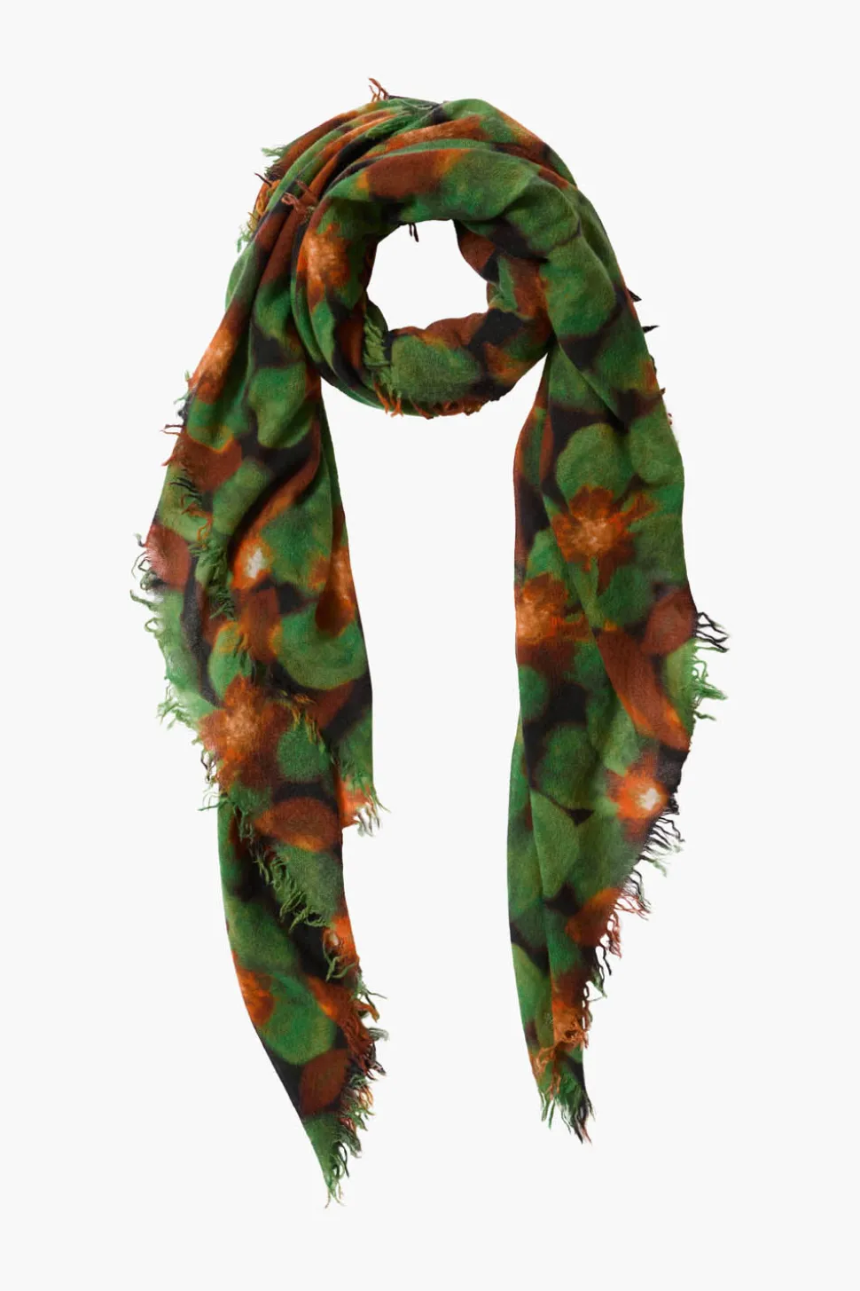 100% Cashmere Scarf Primrose Green Floral